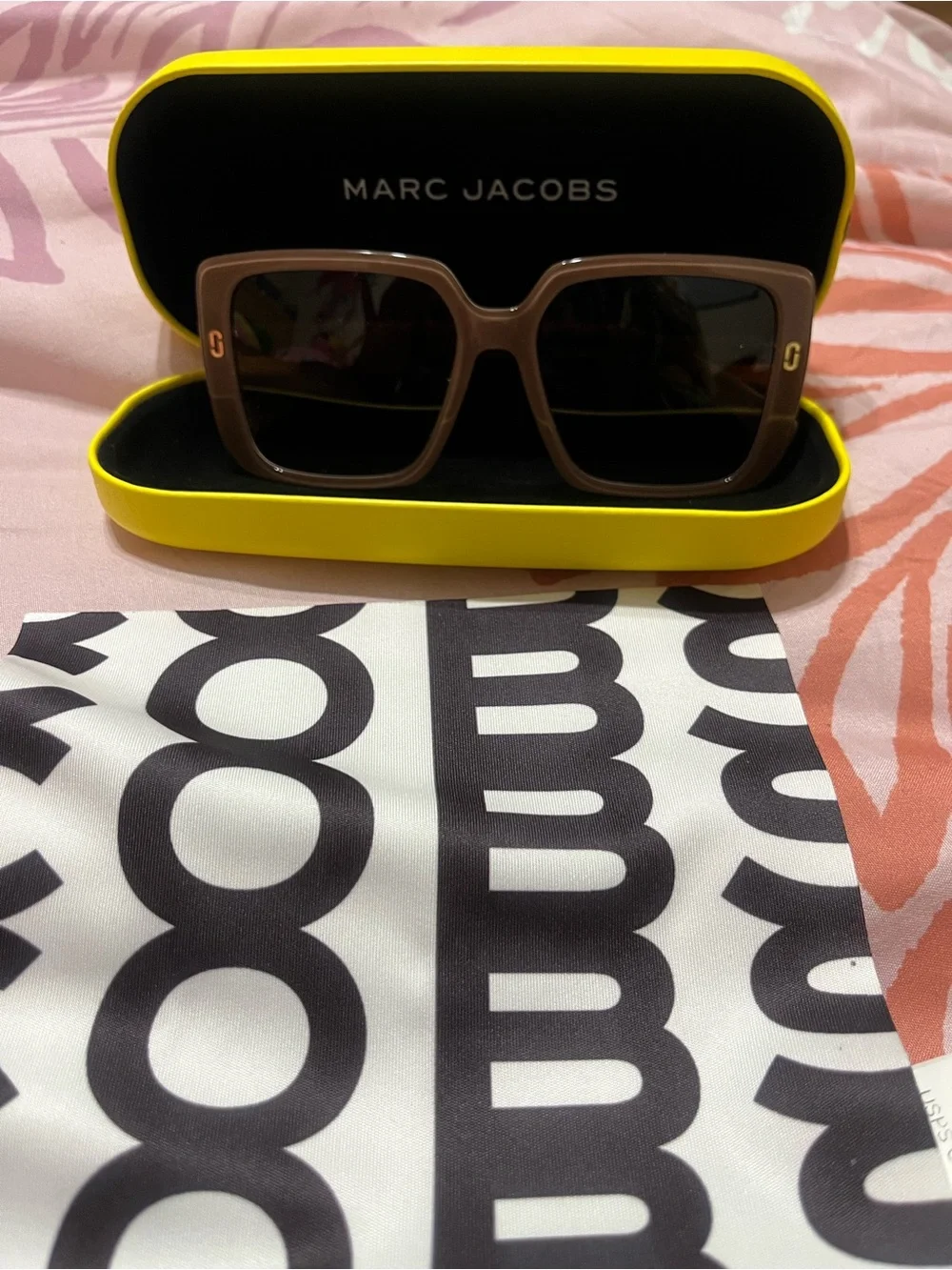 Marc Jacobs Brown Gradient Square Sunglasses with Gold Accents